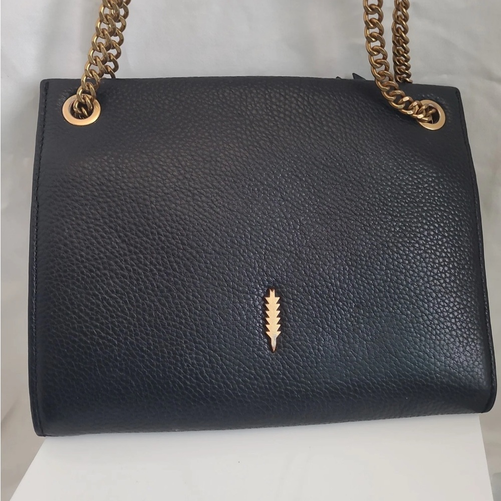 Thacker Black Leather Handbag with Gold Accents - Picture 5 of 5